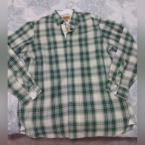 Cremieux Premium Denim Green &Gray Plaid Shirt Size XL Long SleeveButton Upvar
